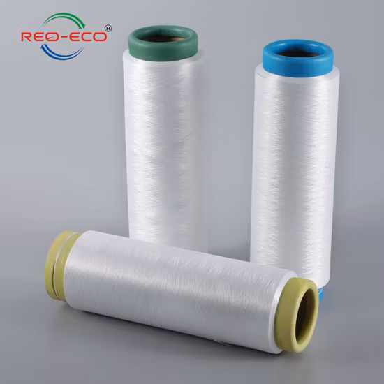 Fil de polyester recyclé naturel POY 50d/72f avec certificat Grs Oeko