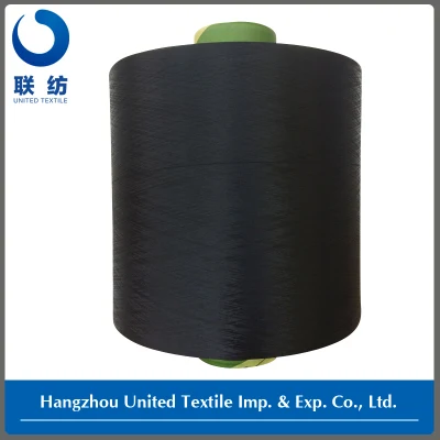 Fil DTY de filament teint dans la masse de polyester (150D/48F NIM) noir pour le tissage